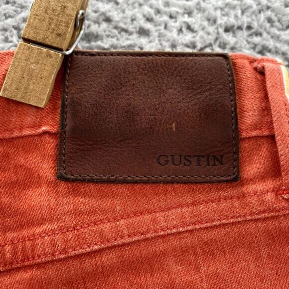 Gustin Selvedge Jeans Men's 28 x 32* Orange Slim California Raw Button Fly Denim - Picture 12 of 13